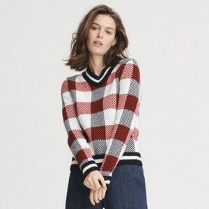 rag & bone Red and White Plaid Sweater